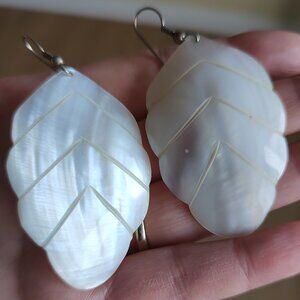 Faux Mother of Pearl Shell/Leaf Shaped Earrings